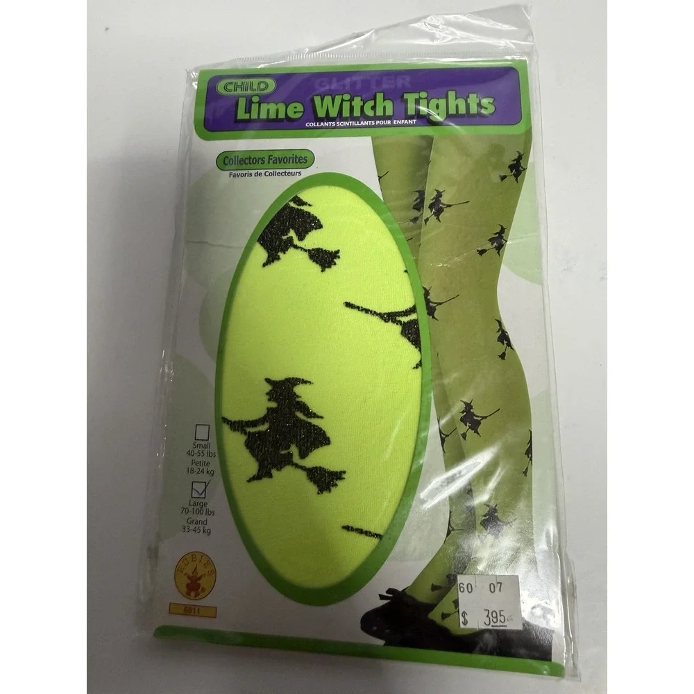 Rubies Lil Tights Lime Witch Child Size Large 70-100 lbs H-3